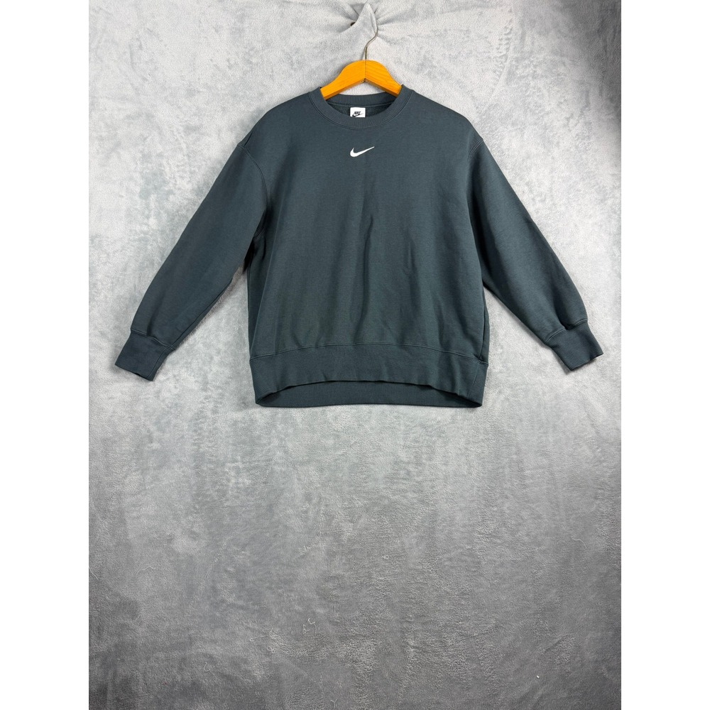 Nike Women XS Dark Navy Crewneck Sweatshirt Oversized Center Swoosh Gorpcore